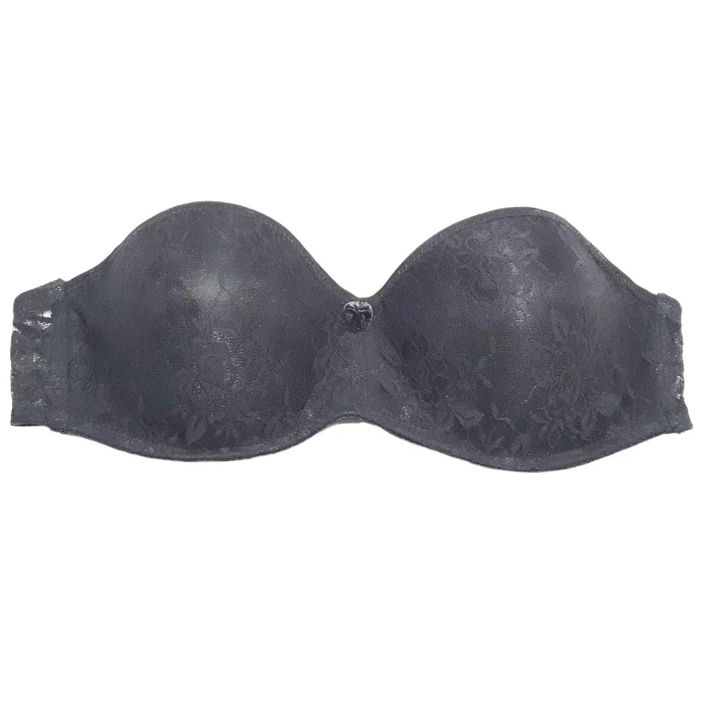 Rene Rofe Bra 36B Black Strapless Floral Lace Padded Underwired‎ Womens - Picture 4 of 11